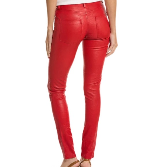 NWT Zadig & Voltaire Red Phlame Leather Jean - Sz 4 US / Sz 36 FR - Picture 2 of 11